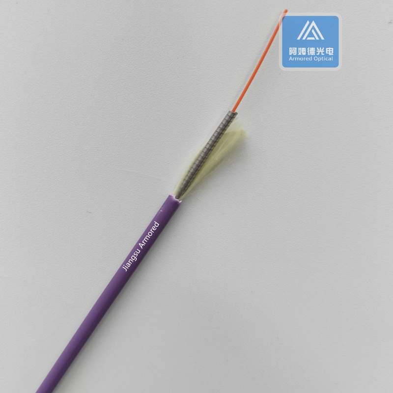 Simplex Om1 Armored Fiber Optic Cable Spiral 3.0mm Violet  LSZH Rodent Resistant FTTH