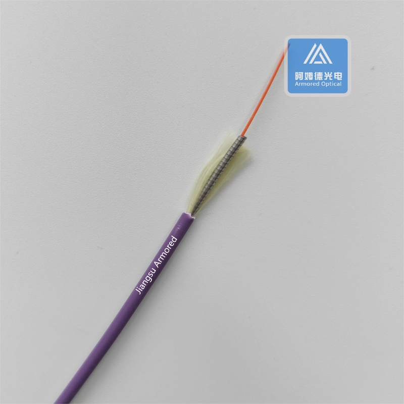 Simplex Om1 Armored Fiber Optic Cable Spiral 3.0mm Violet  LSZH Rodent Resistant FTTH