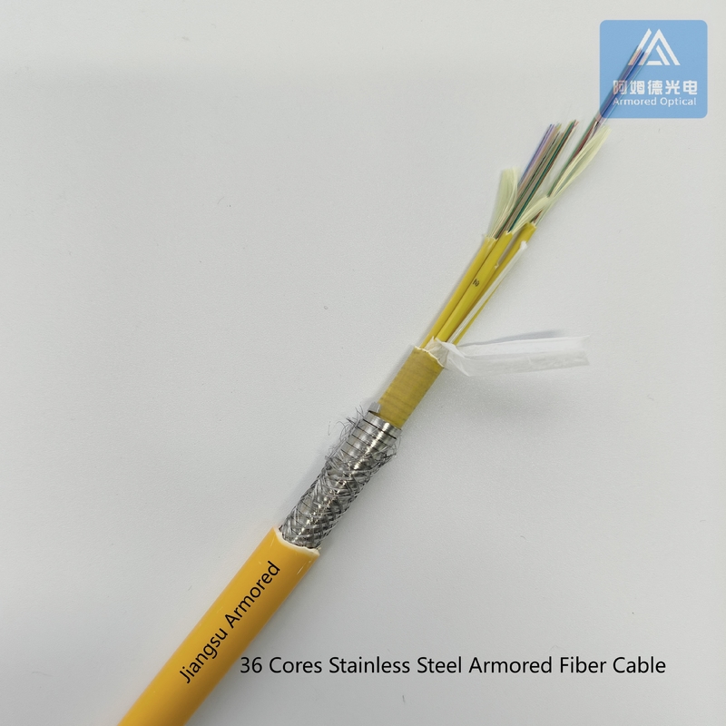 Stainless Yellow LSZH 10.5mm Date Center Armoured Fiber Patch Cord 36 Cores