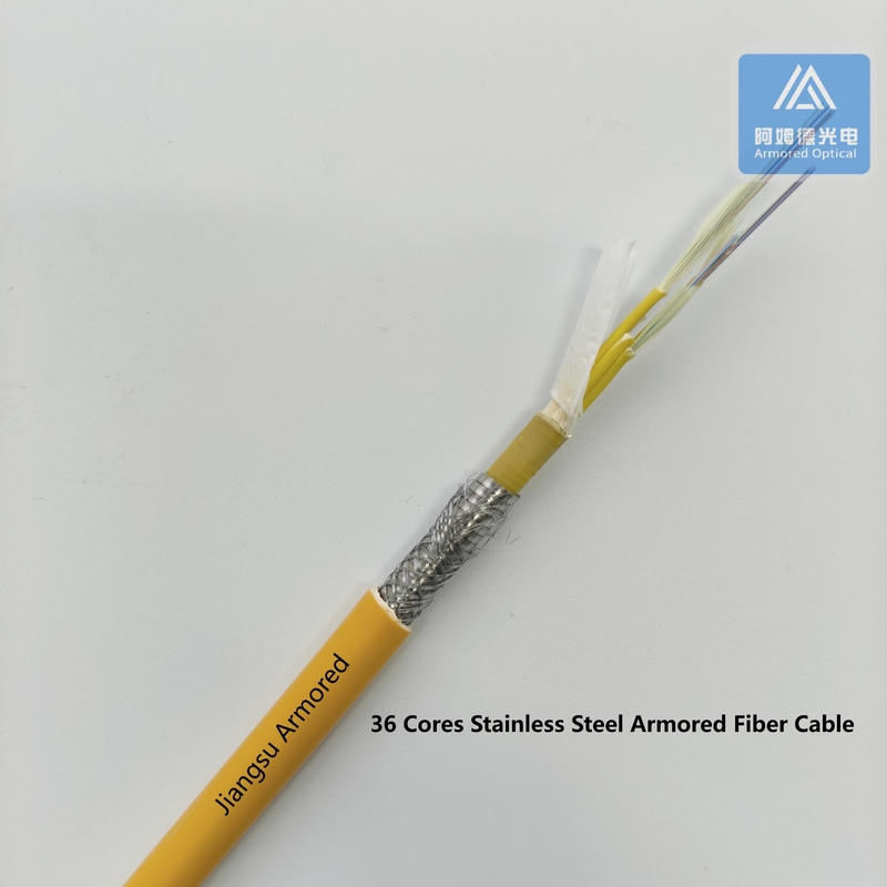 Stainless Yellow LSZH 10.5mm Date Center Armoured Fiber Patch Cord 36 Cores