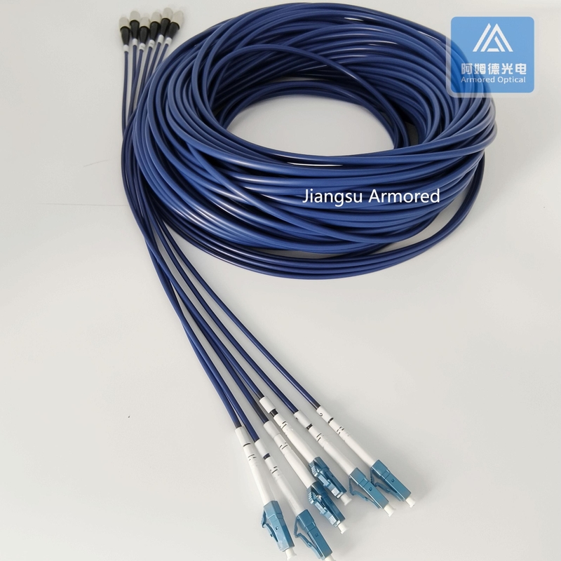 6 Cores Stainless Steel Armored Patch Cord FC-LC-30m Blue PVC 5.0mm Rodent Resistant