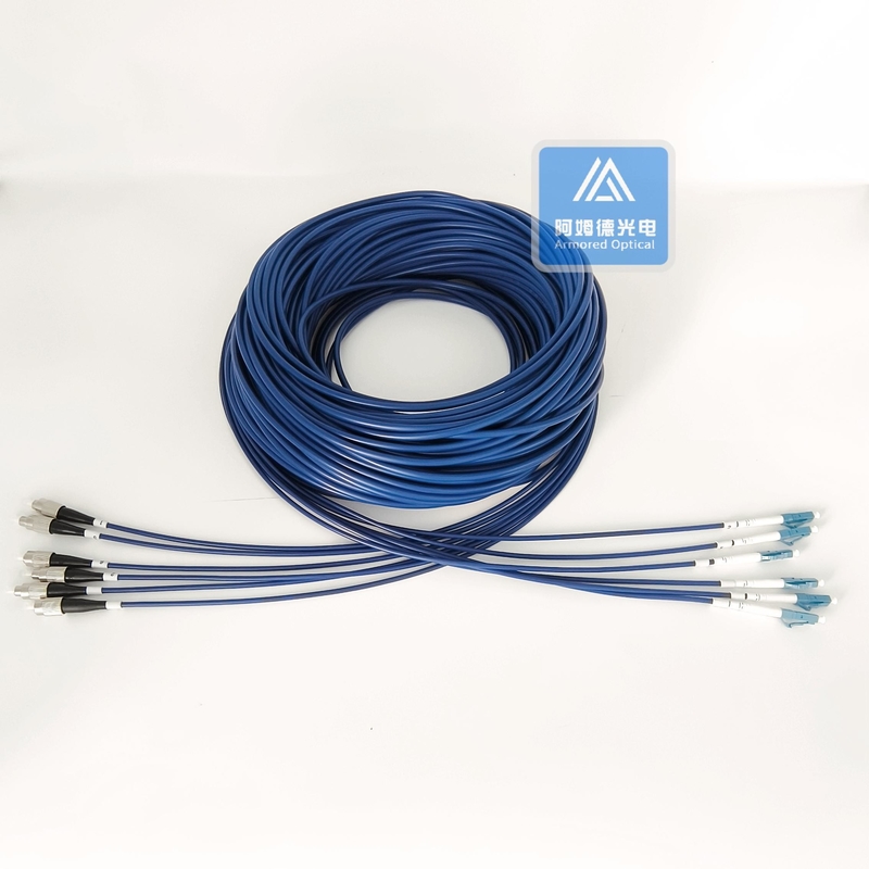 6 Cores Stainless Steel Armored Patch Cord FC-LC-30m Blue PVC 5.0mm Rodent Resistant