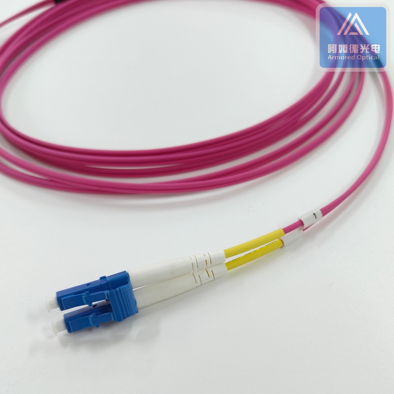 Duplex MM Armored Zipcord Patch Jumper 2.0mm X 2pcs Purple LSZH With DLC Connector