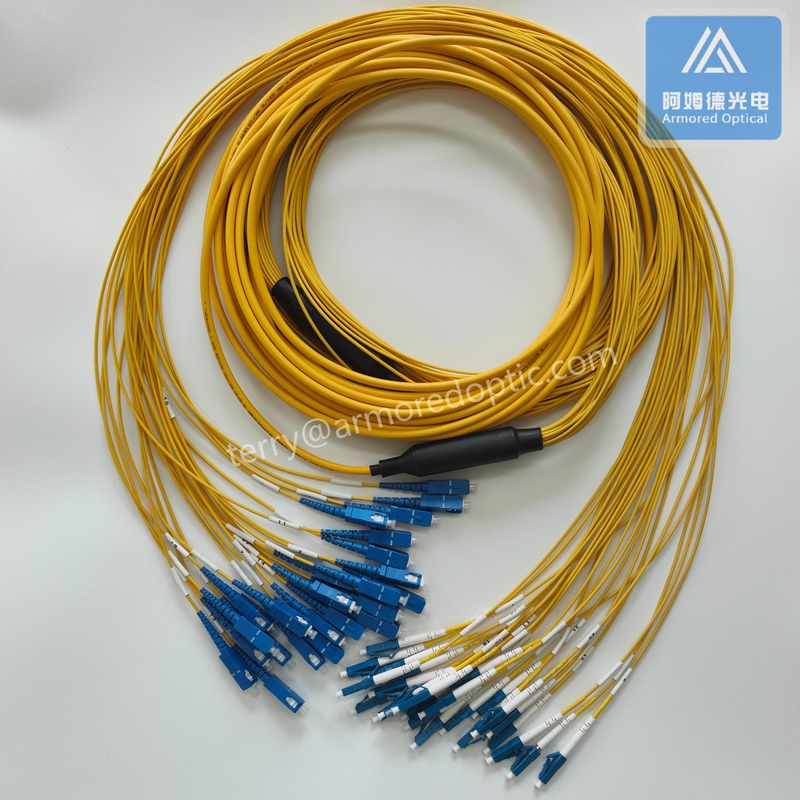 24 Cores Stainless Steel Armored Patch Cord SC-LC-15m Yellow LSZH 5.0mm