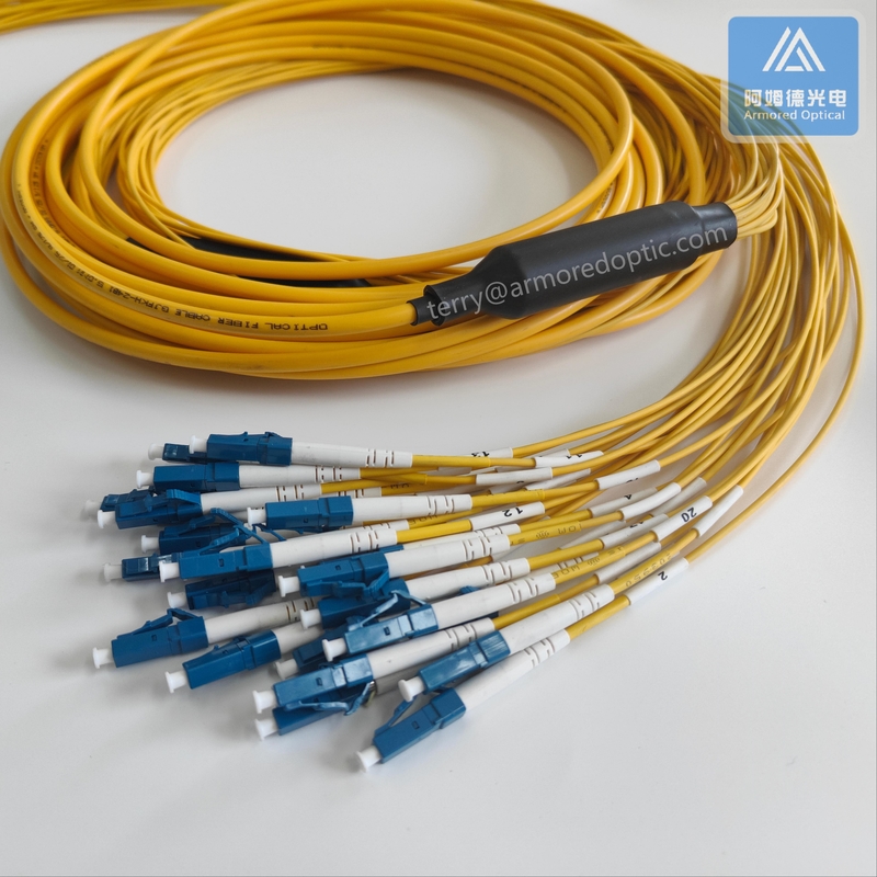 24 Cores Stainless Steel Armored Patch Cord SC-LC-15m Yellow LSZH 5.0mm