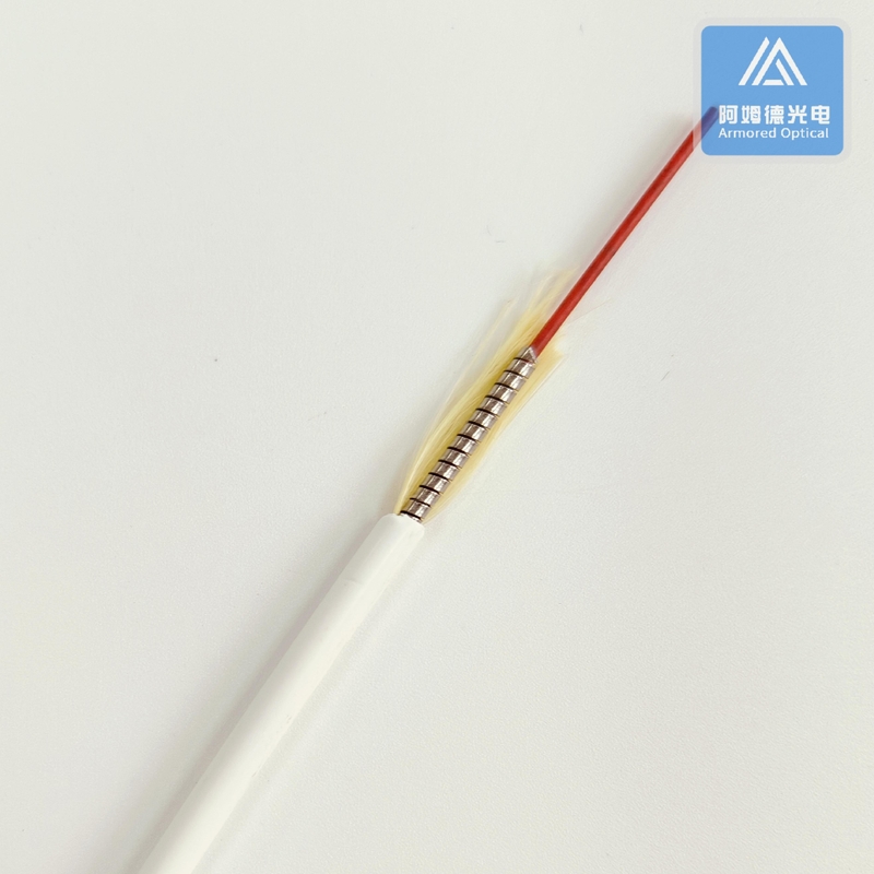 Simplex SM Spiral Armored Fiber Patch Cable 3.0mm White LSZH Rodent Resistant FTTH