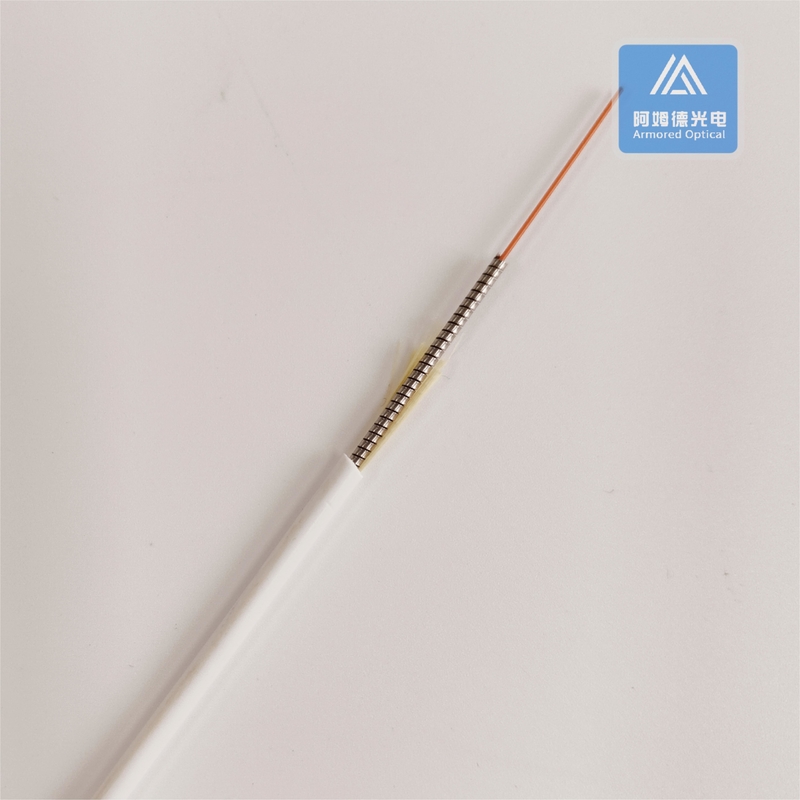 Simplex SM Spiral Armored Fiber Patch Cable 3.0mm White LSZH Rodent Resistant FTTH