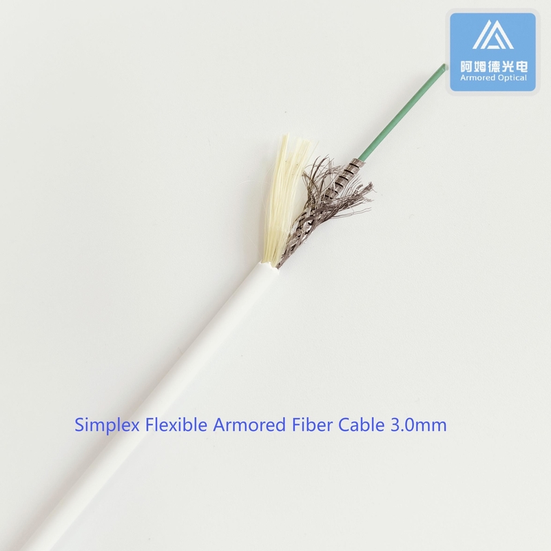 Simplex Flexible Armored Fiber Patch Cable 3.0mm White LSZH FTTH