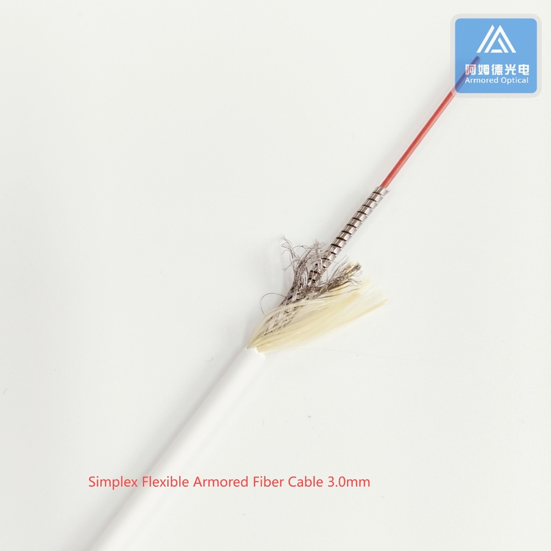 Simplex Flexible Armored Fiber Patch Cable 3.0mm White LSZH FTTH
