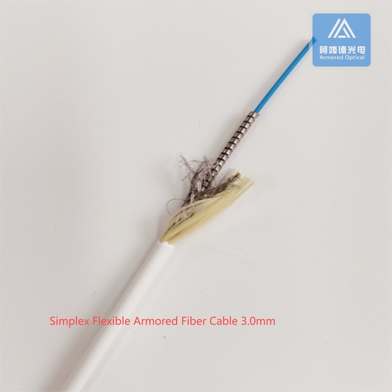 Simplex Flexible Armored Fiber Patch Cable 3.0mm White LSZH FTTH
