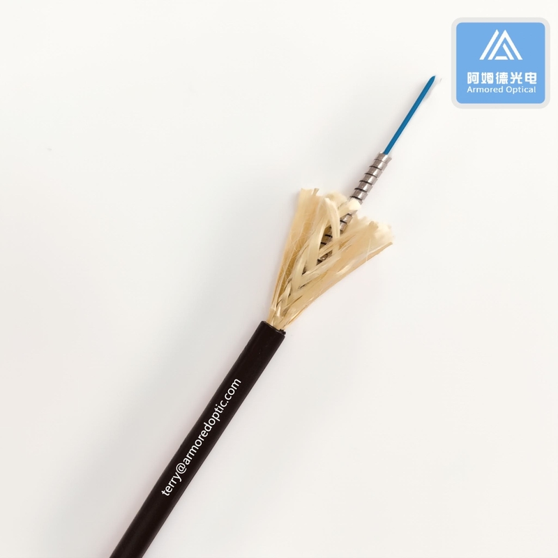Simplex SM Stainless Steel Armored Fiber Patch Cable 5.0mm Black LSZH Aramid Yarn Braiding
