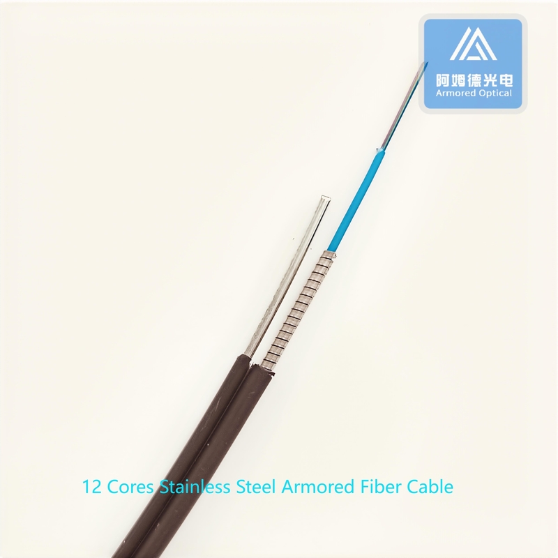 12 Cores Self Supporting Spiral Armored Fiber Patch Cable 7.0x4.0mm Black LSZH