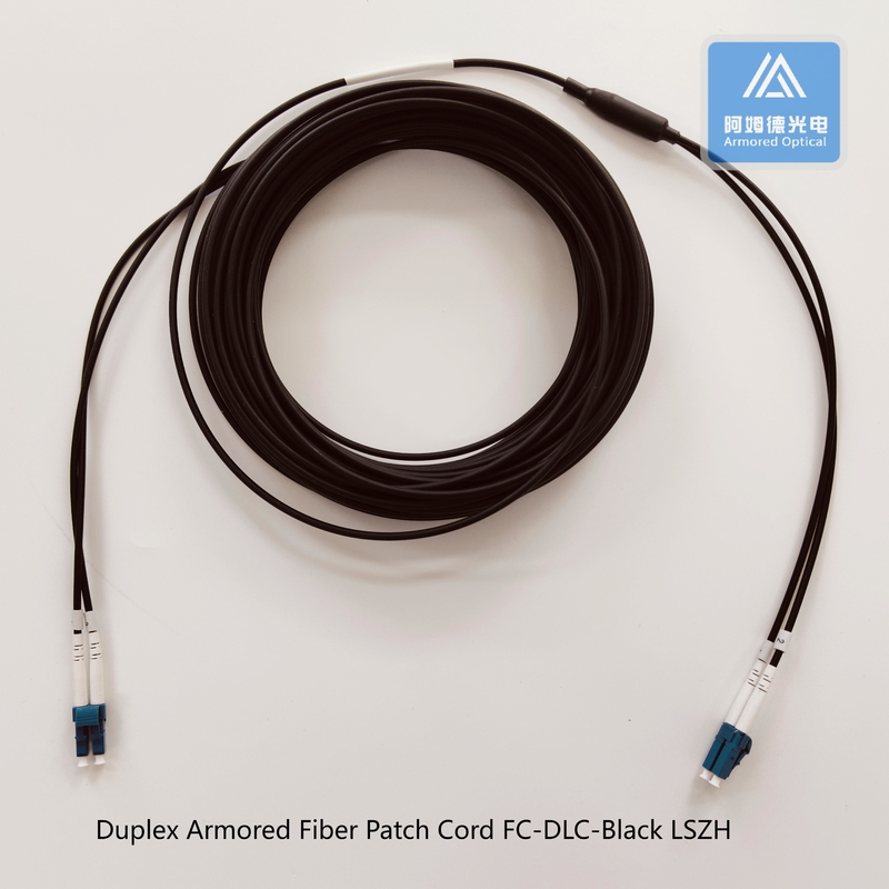 Duplex Armored Fiber Patch Cord DLC-DLC-20M  3.3mm Black LSZH Patch Lead