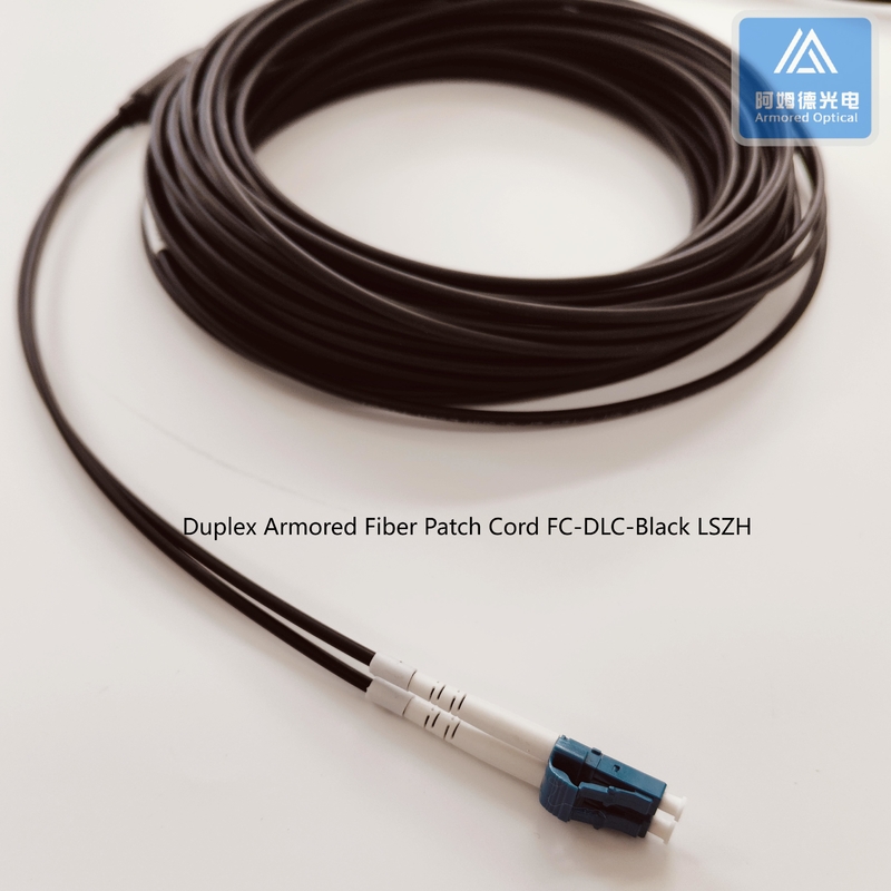 Duplex Armored Fiber Patch Cord DLC-DLC-20M  3.3mm Black LSZH Patch Lead