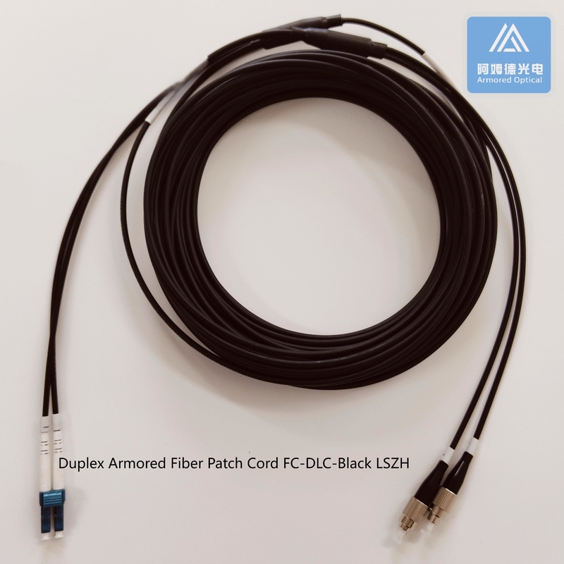 FC-DLC-20M Duplex Armored Fiber Patch  Cable 3.3mm Black LSZH Patch Lead
