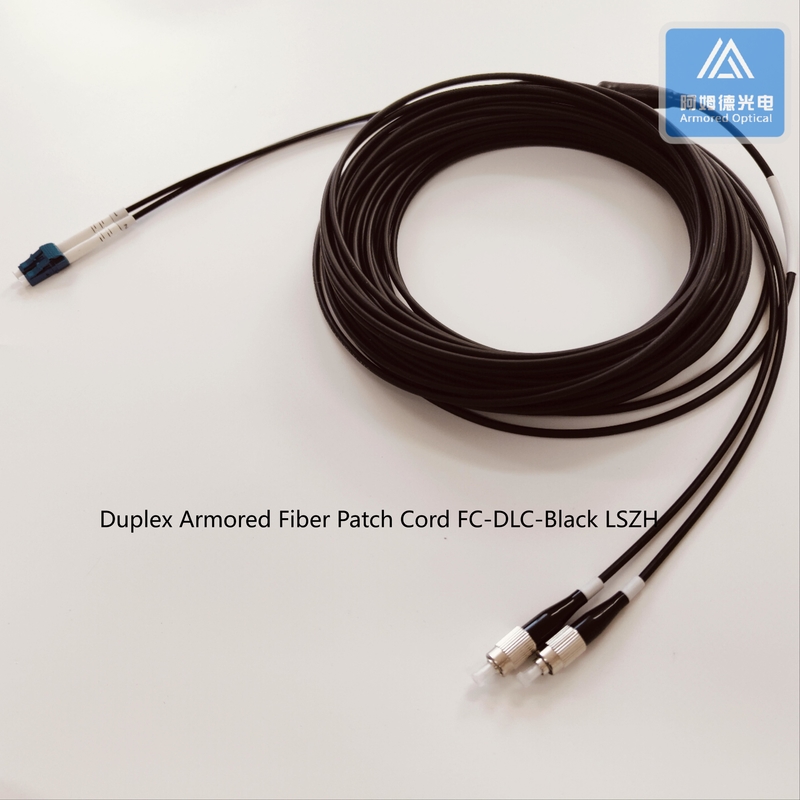 FC-DLC-20M Duplex Armored Fiber Patch  Cable 3.3mm Black LSZH Patch Lead