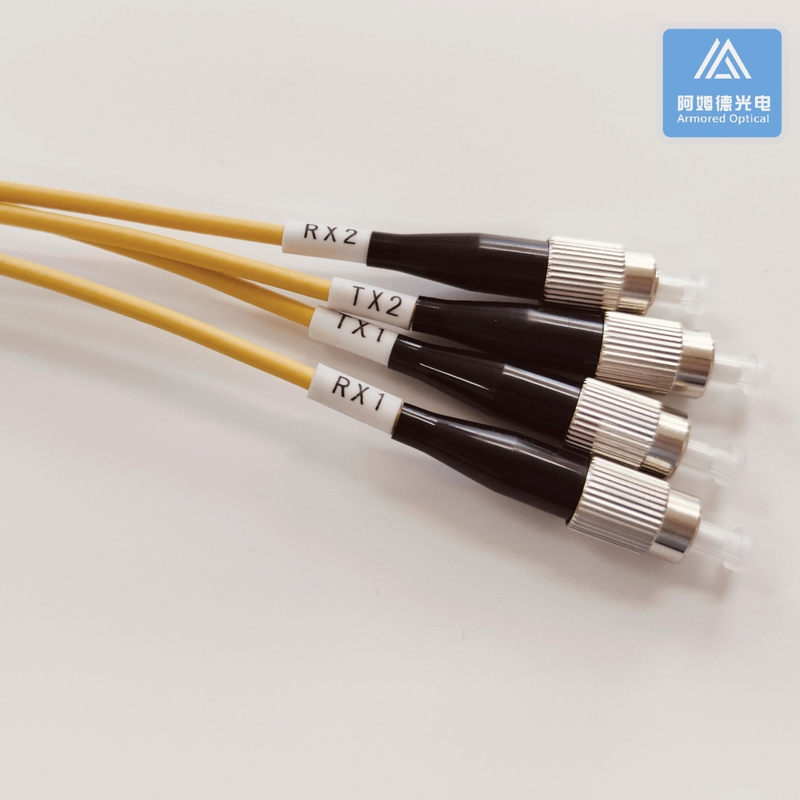 FC-SC-25M 4 Cores Stainless Steel Armored Fiber Optic Patch Cable 6.5mm Yellow LSZH Patch Lead